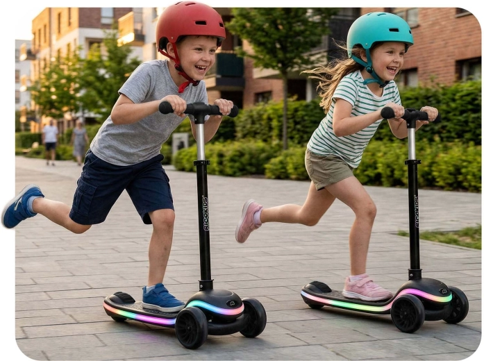 Design stabile a tre ruote e sterzo bilanciato