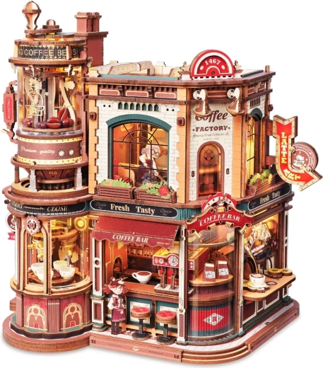 RoboTime puzzle meccanico 3D in legno con carillon – Fabbrica del caffè
