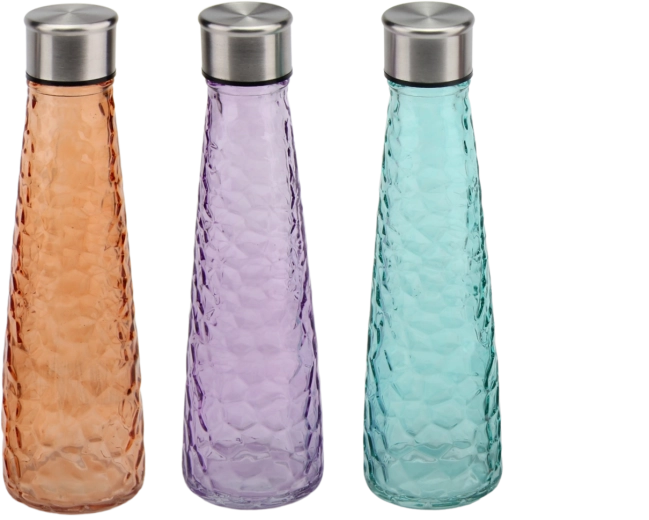 Bottiglia d’acqua in vetro testurizzato 0,5 l con tappo a vite