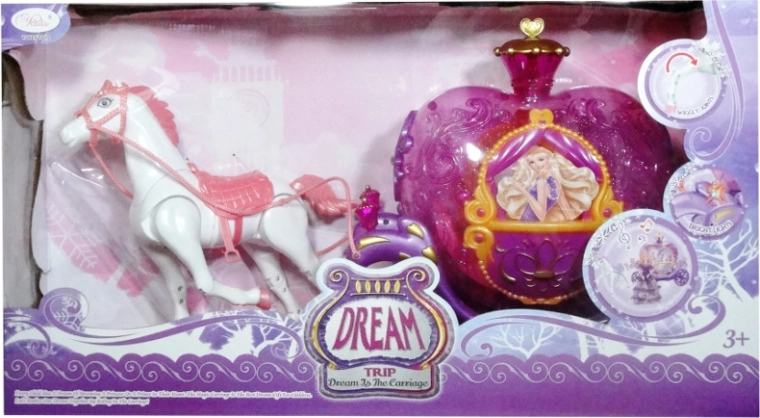 Carrozza luminosa con cavallino per bambole