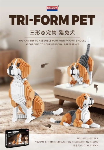 Kit di costruzione cane 3 in 1, 1032 pezzi