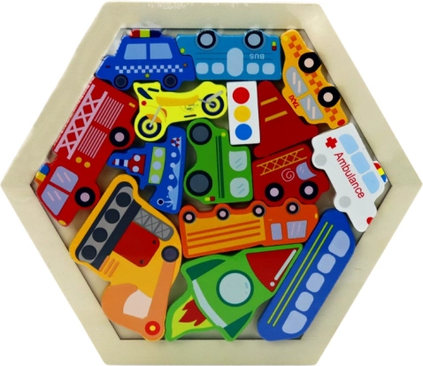 Puzzle razzo in legno colorato - 15 pezzi