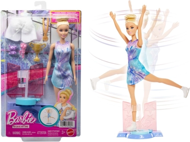 Bambola Barbie pattinatrice artistica con accessori