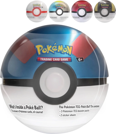 Pokémon TCG latta Pokémon Ball Tin 2024 ristampa (3 buste + adesivi) - 1 pezzo