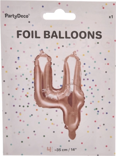 Palloncino in foil numero 4 rosa perlato 35 cm