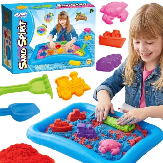 Woopie Sand Spirit sabbia cinetica – set con vaschetta gonfiabile e formine 3+