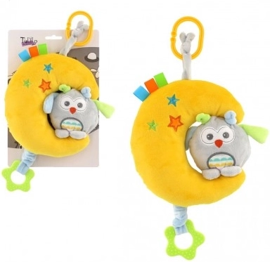 Pupazzo nanna in peluche a forma di luna con gufetto a carica con melodia - 1 pezzo