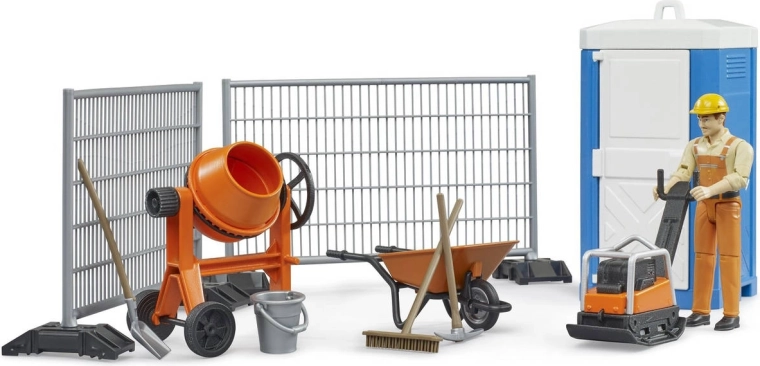 BRUDER set da costruzione con betoniera, figurina e attrezzi