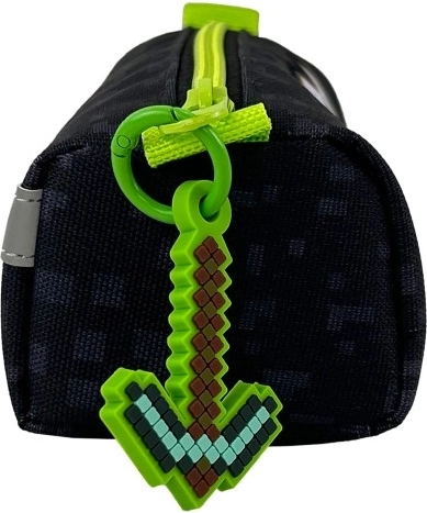 Zip verde brillante e ciondolo a spada pixel