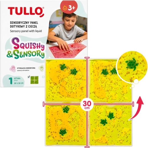 Pannello sensoriale tattile Tullo con liquido giallo
