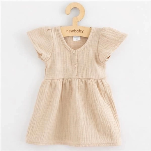 Vestito in mussola beige per neonata New Baby