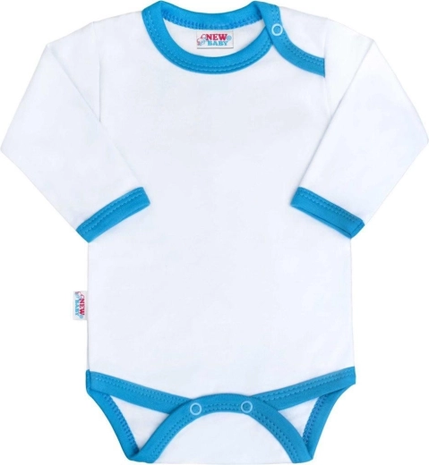 Body per neonato a maniche lunghe con bordo blu-turchese