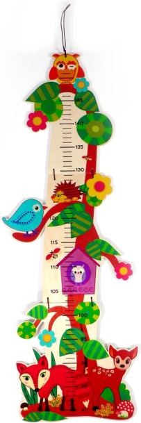 Metro da parete in legno per bambini con animali del bosco HESS