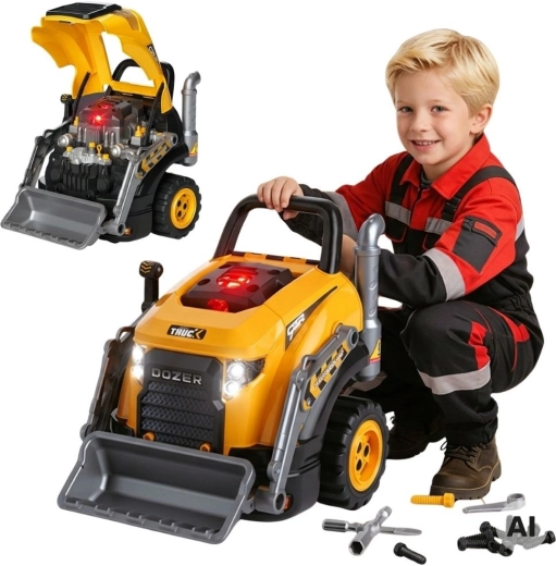 Grande bulldozer per bambini Woopie con officina, luci e suoni