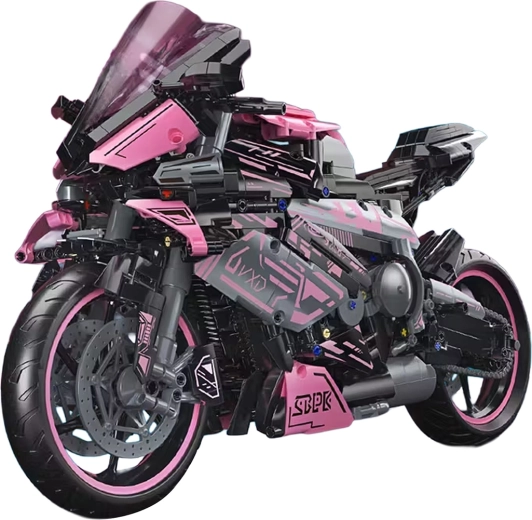 Kit di costruzione di una motocicletta da corsa rosa, 2066 pezzi