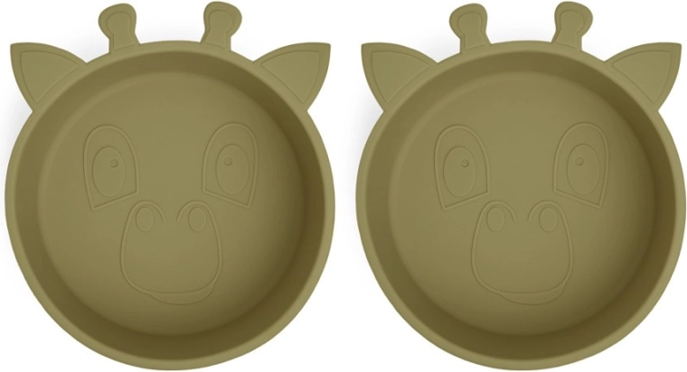 Nuuroo Alex ciotola in silicone giraffa, verde oliva - 2 pz