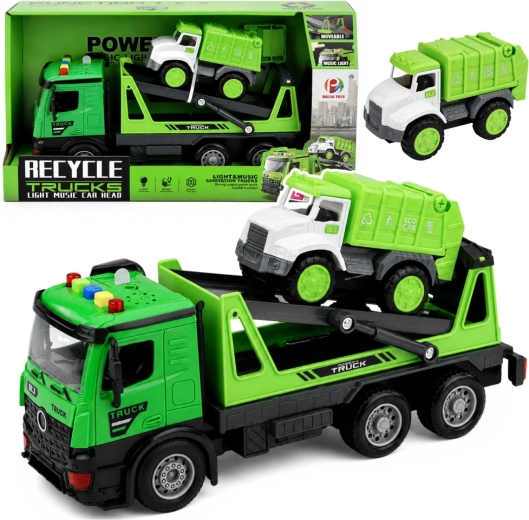 Giocattolo verde: carro attrezzi con camion della spazzatura – luci e suoni