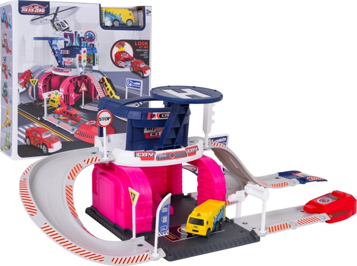 Garage cittadino per bambini con parcheggio e lanciatore