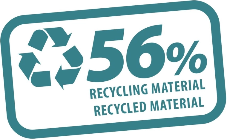 Contiene il 56% di materiale riciclato