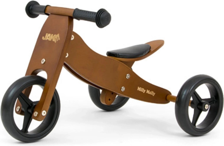 Milly Mally bici senza pedali e triciclo in legno Jake 2 in 1 Dark Natural