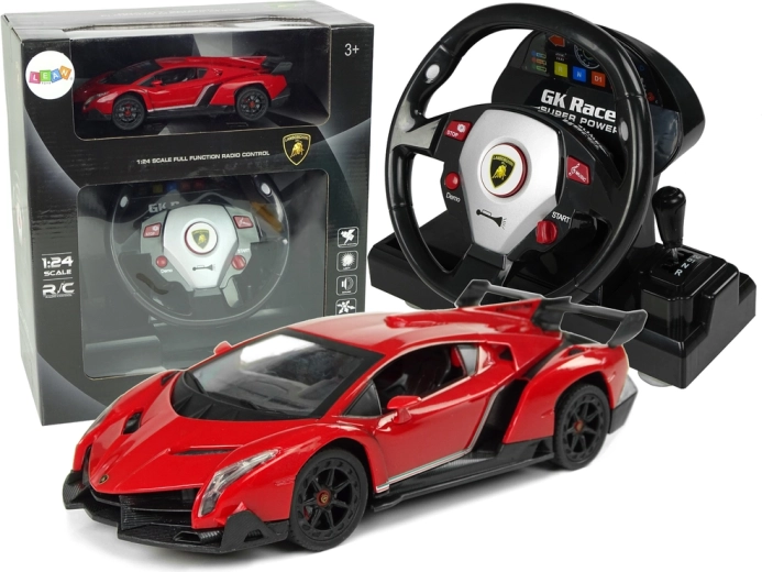 Lamborghini Veneno Rosso telecomandata 2.4G volante con suoni e luci 1:24