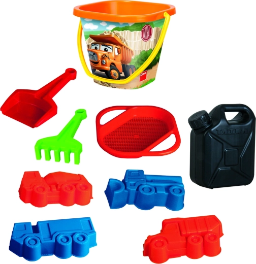 Set da sabbia DINO TATRA in tanica – 9 pezzi