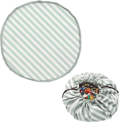 Play and Go Noomad original coperta da gioco e sacco porta giochi stripes green