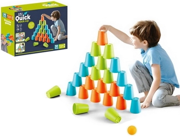 Gioco di abilità 3 in 1 con bicchieri impilabili