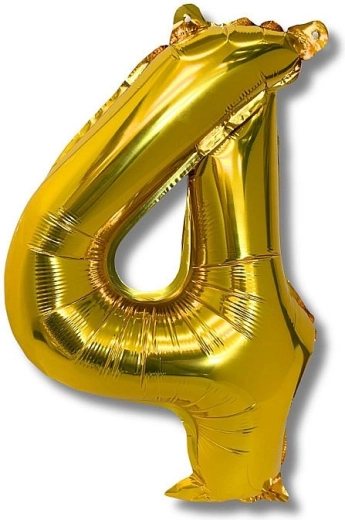 Palloncino in foil numero 4, 40 cm, oro