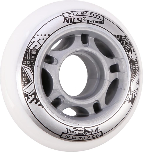 Ruote per pattini in linea NILS EXTREME PU 70 × 24 bianche (4 pz)
