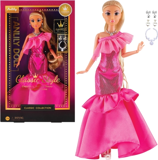 Bambola alla moda con abito da sera – rosa scuro