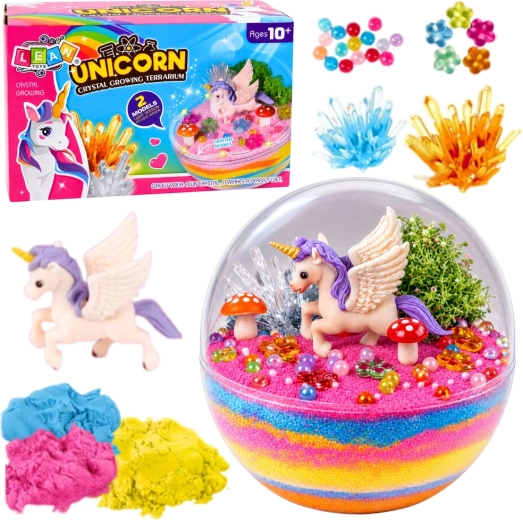 Kit creativo per coltivare cristalli – terrario unicorno con luci - 1 pezzo