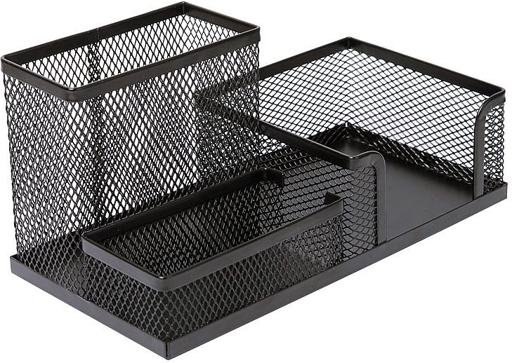 Organizer da scrivania in metallo con cubo per appunti, nero