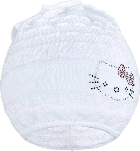 Cappellino-foulard in maglia New Baby gattina bianco 104 (3–4 anni)