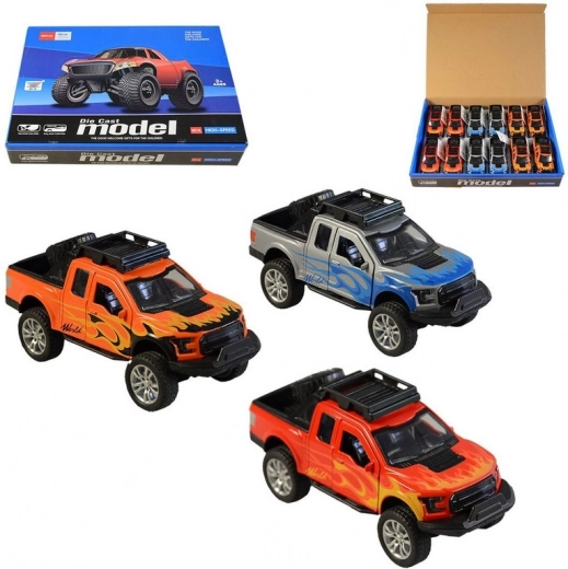 Auto in metallo con funzione di retromarcia - Set di 12 pz