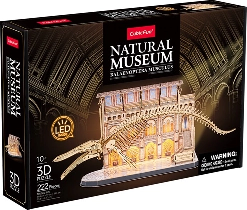 Puzzle 3D LED Cubic Fun Museo di Storia Naturale con scheletro di balenottera azzurra