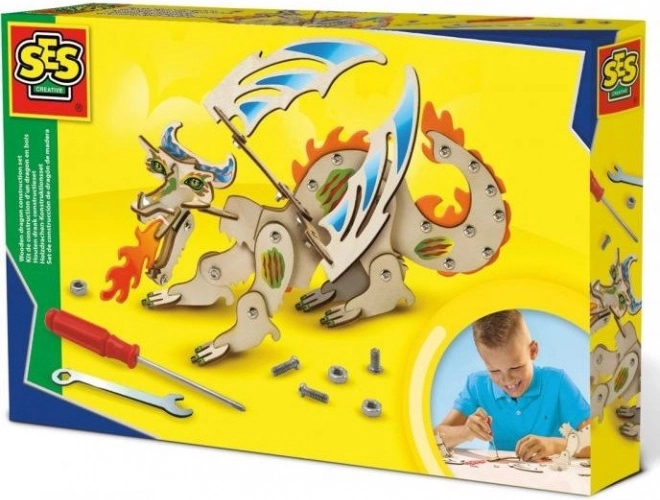 SES Creative costruzione di un drago di legno – kit di montaggio per bambini