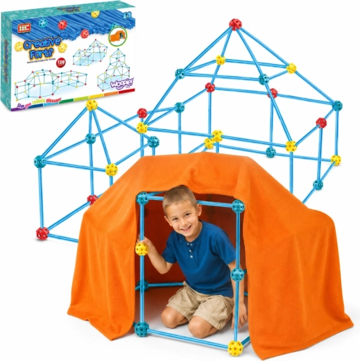 Set di costruzioni creativo Woopie per costruire una fortezza con telo da tenda, 128 pezzi