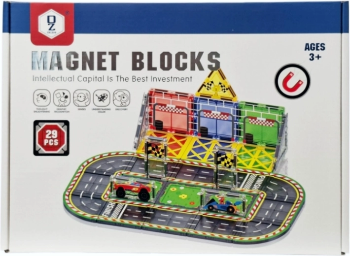 Mattoncini da costruzione magnetici – pista da corsa - 1 pezzo