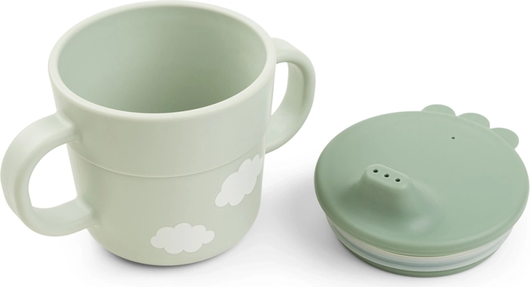 Tazza con manici e coperchio