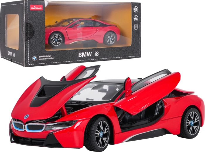 Modello in metallo dell'auto BMW i8 RASTAR in scala 1:24, rosso