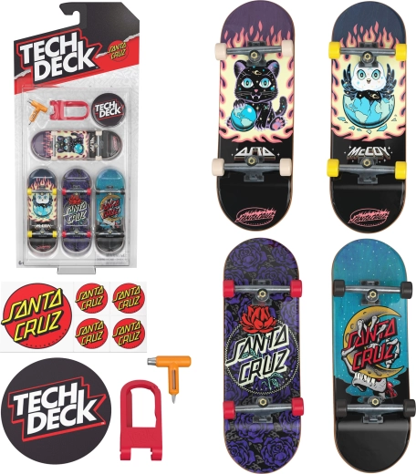 Set Tech Deck Fingerboard 4 mini skateboard Santa Cruz - 4 pezzi