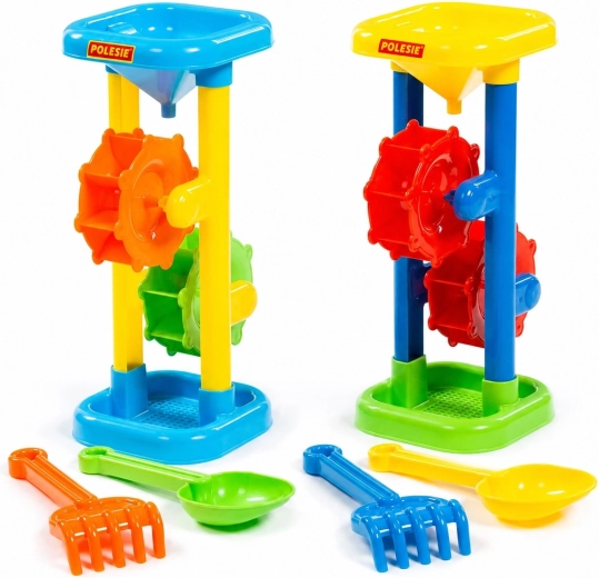 Mulino per bambini per sabbia e acqua con paletta e rastrello