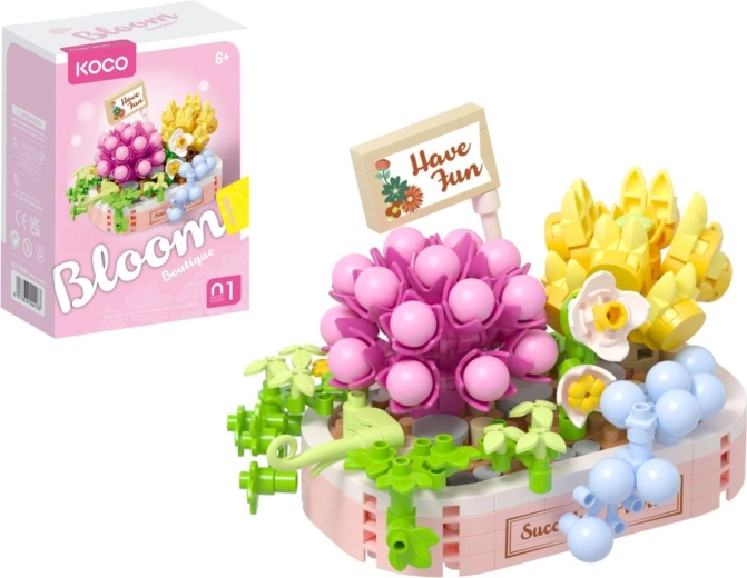 Mini set da costruzione KOCO Blessings of Succulents n. 1, 249 pezzi
