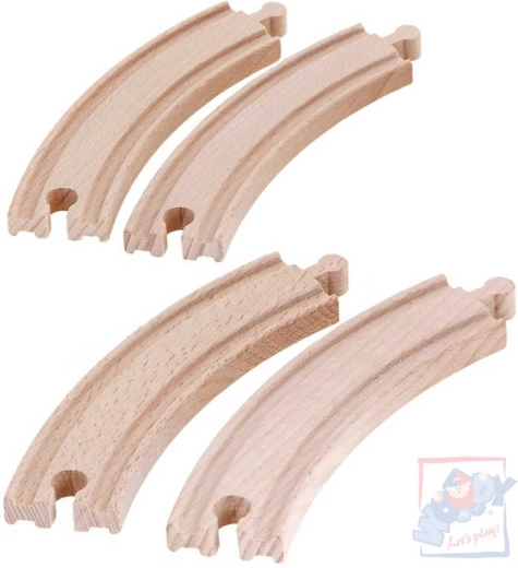 WOODY Binario curvo lungo in legno - 4 pezzi