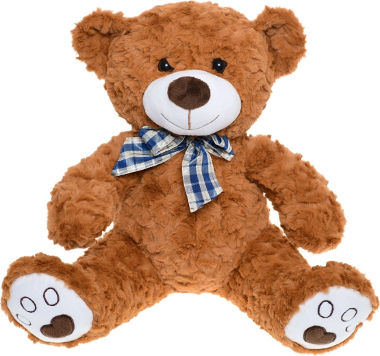 Orsetto di peluche seduto con fiocco 30 cm, marrone scuro
