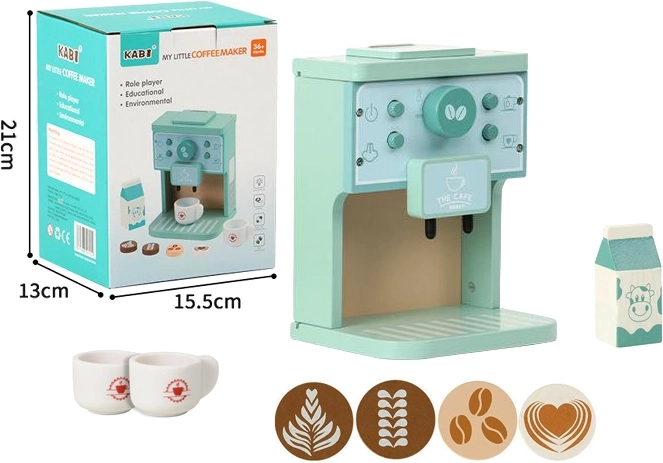 Macchina del caffè in legno con tazzine