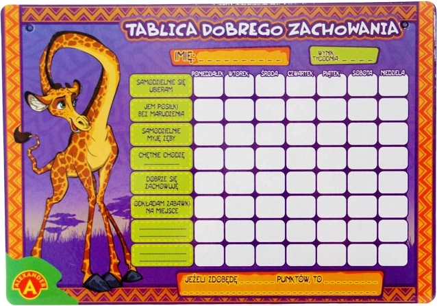 Tabella del buon comportamento – piccola, cancellabile a secco
