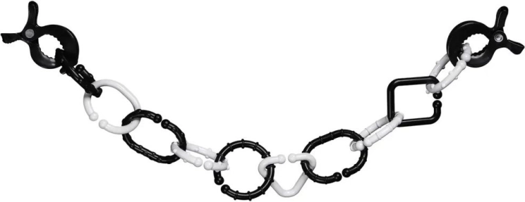 Profibaby catena in plastica bianco e nero ad alto contrasto per passeggino con clip