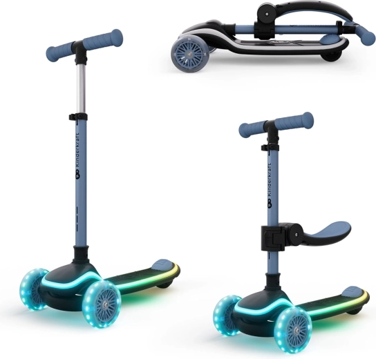 Kinderkraft Raket Up Blue monopattino e cavalcabile per bambini 2 in 1 con luci LED
